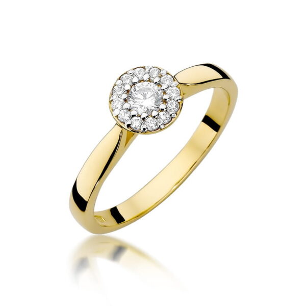 Pierścionek Diament 0,12ct żółte złoto