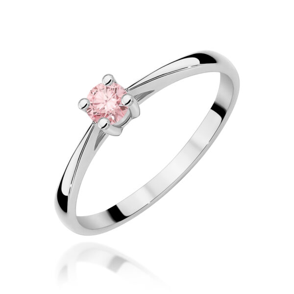 Pierścionek Diament Laboratoryjny różowy 0,15ct białe złoto
