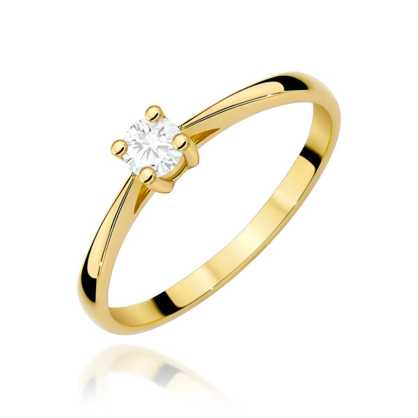 Pierścionek Diament 0,15ct żółte złoto 375