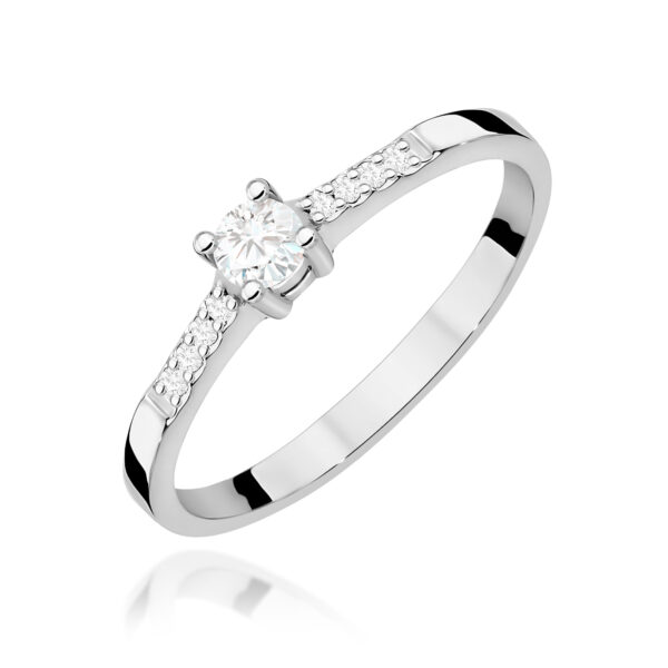Pierścionek Diament 0,15ct białe złoto 375