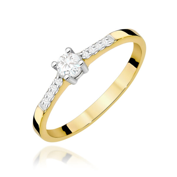 Pierścionek Diament 0,15ct Żółte złoto 375