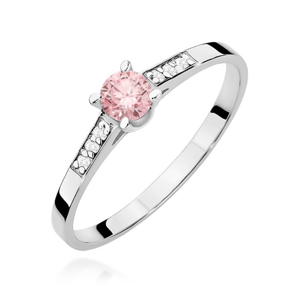 Pierścionek Diament Laboratoryjny różowy 0.15ct białe złoto