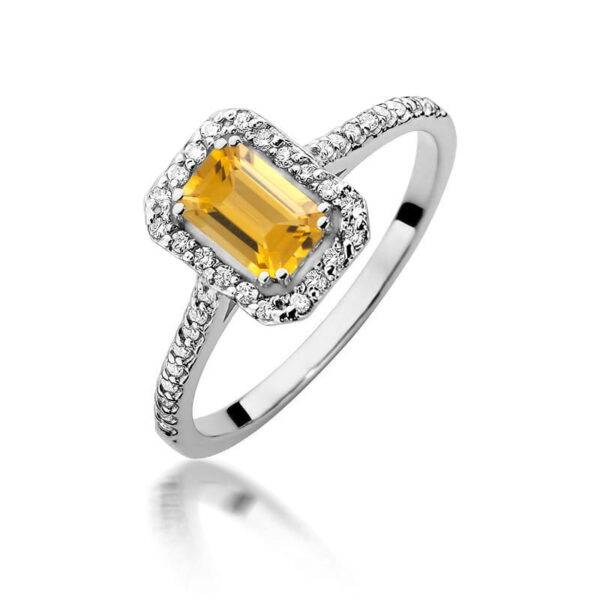 Pierścionek Cytryn 0,60ct białe złoto