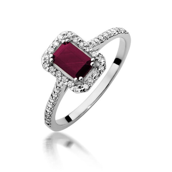 Pierścionek Rubin 0,80ct białe złoto 375