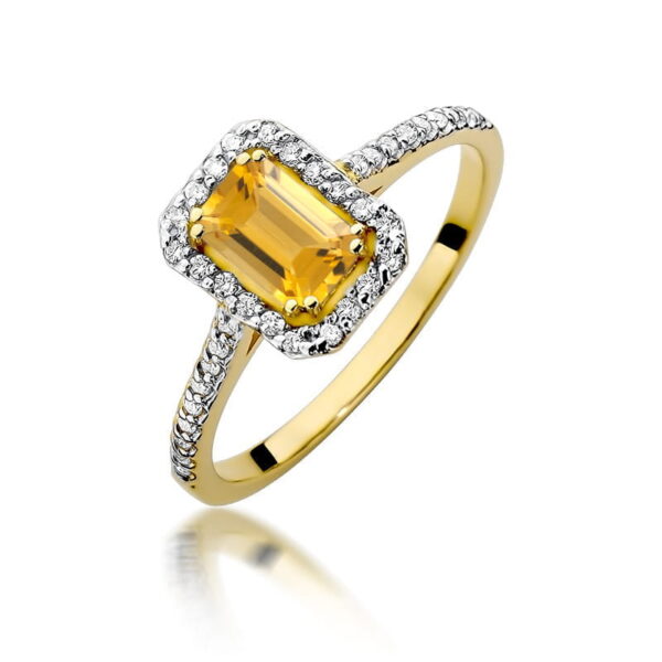 Pierścionek Cytryn 0,60ct żółte złoto 375