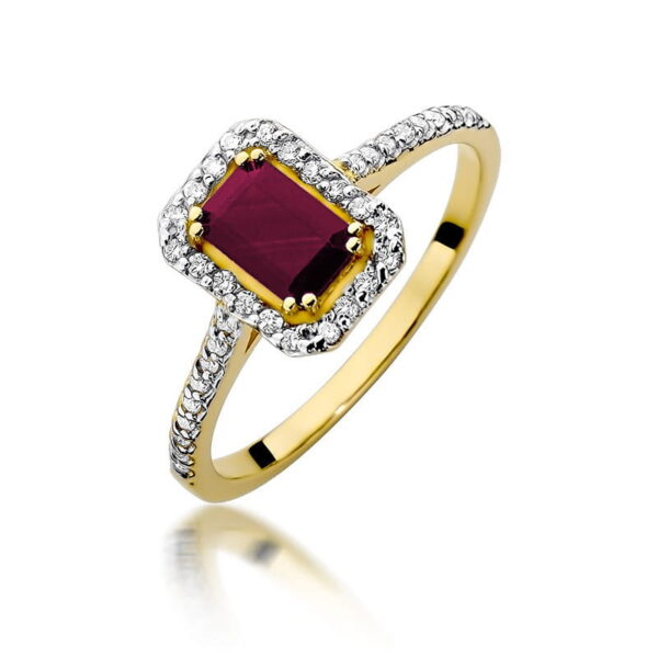 Pierścionek Rubin 0,80ct żółte złoto 375