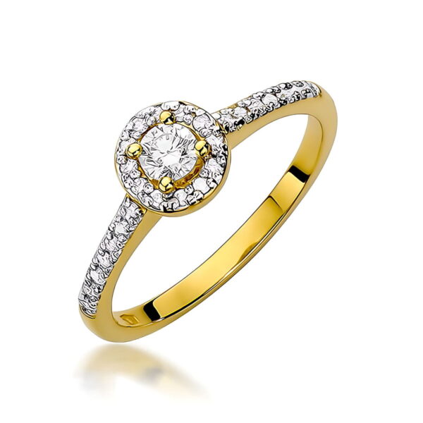Pierścionek Diament Laboratoryjny 0,15ct żółte złoto 375