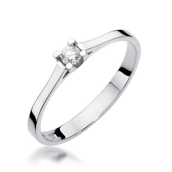 Pierścionek Diament 0,09ct białe złoto 375