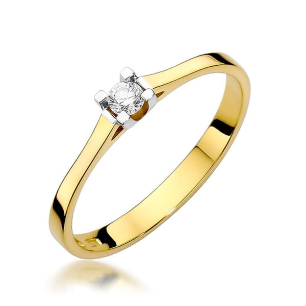 Pierścionek Diament 0,09ct żółte złoto 375