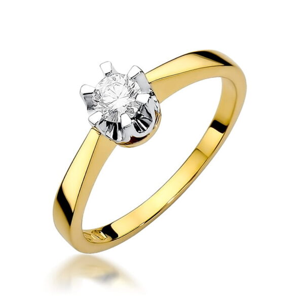 Pierścionek Diament 0,25ct żółte złoto 375