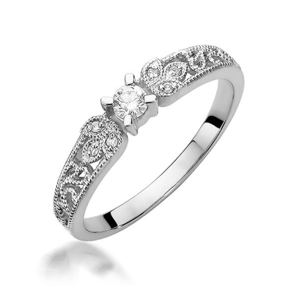 Pierścionek Diament 0,10ct białe złoto