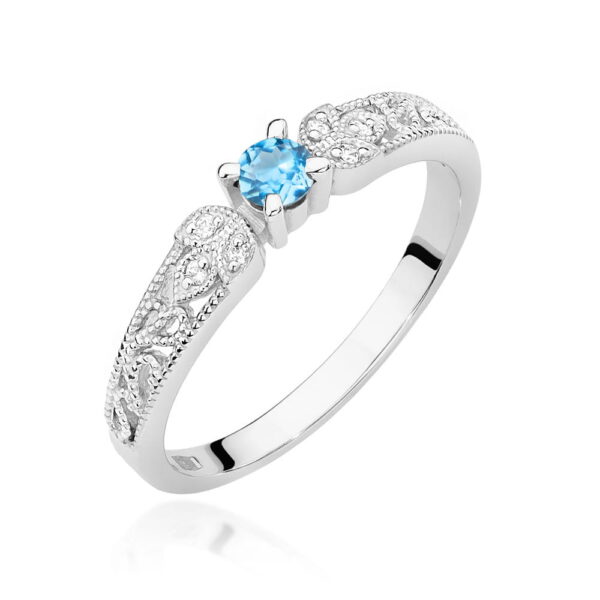 Pierścionek Topaz Swiss 0,15ct białe złoto
