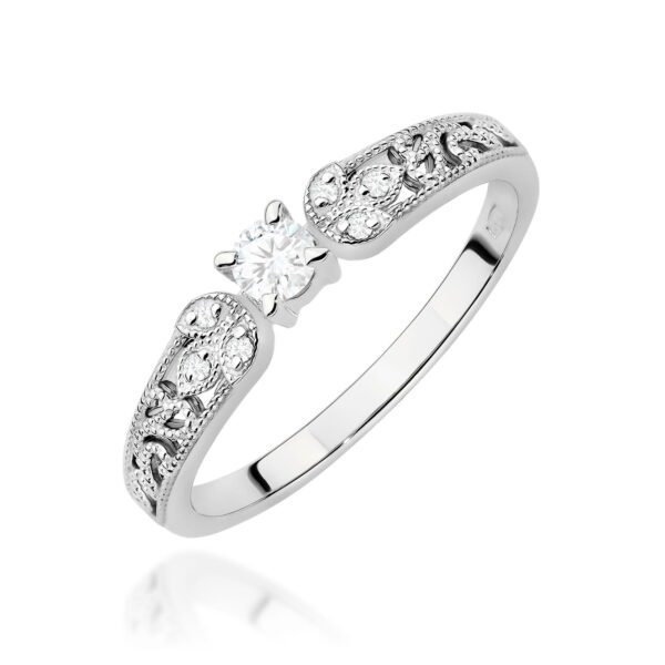 Pierścionek Diament Laboratoryjny 0,10ct białe złoto 375