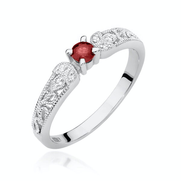 Pierścionek Rubin 0,15ct białe złoto 375