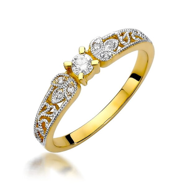 Pierścionek Diament 0,10ct Żółte złoto 375
