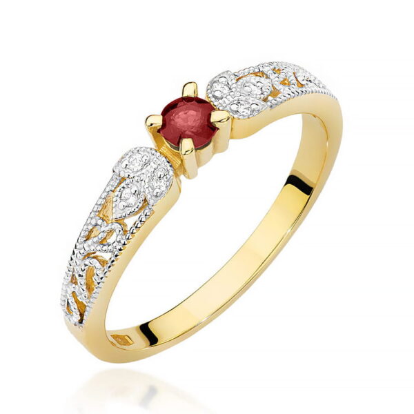 Pierścionek Rubin 0,15ct żółte złoto 375