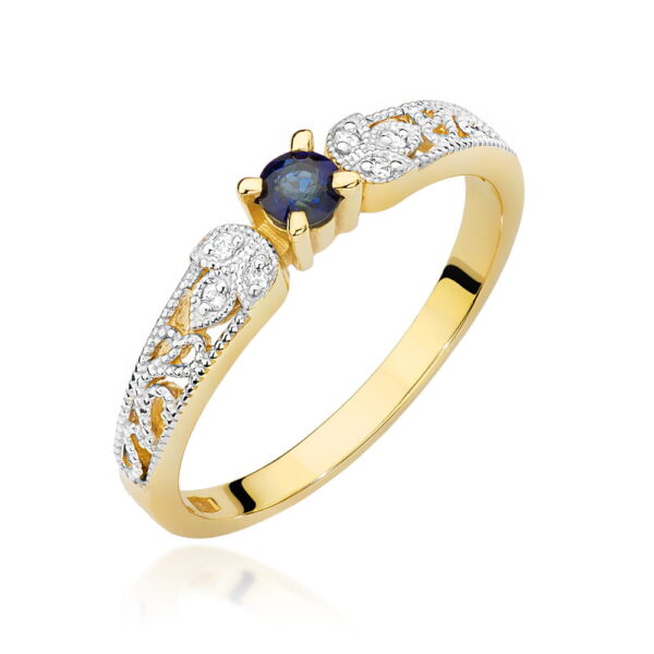 Pierścionek Szafir 0,15ct żółte złoto 375