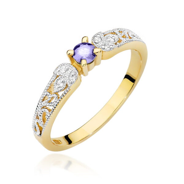 Pierścionek Tanzanit 0,15ct żółte złoto 375