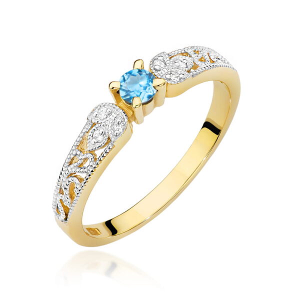 Pierścionek Topaz Swiss 0,15ct żółte złoto 375