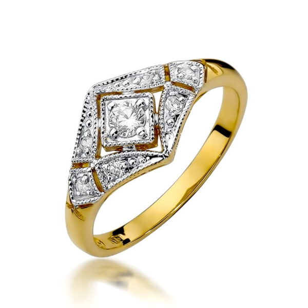 Pierścionek Diament 0,10ct żółte złoto