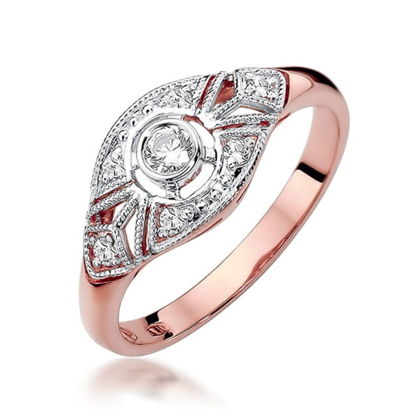 Pierścionek Diament 0,10ct różowe złoto