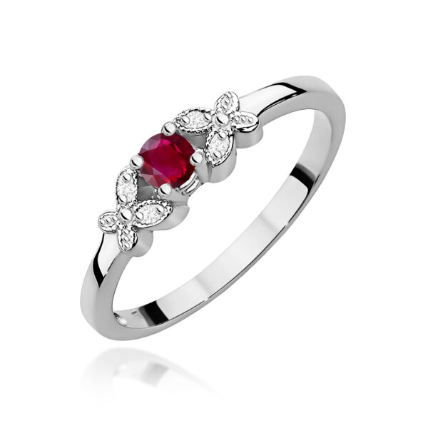 Pierścionek Rubin 0,15ct białe złoto 375