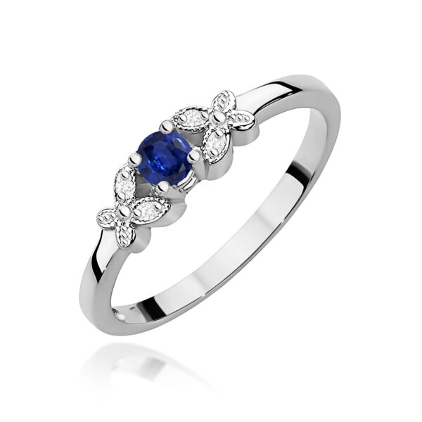 Pierścionek Szafir 0,15ct białe złoto 375