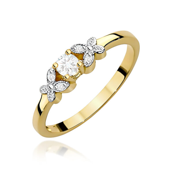 Pierścionek Diament 0,10ct żółte złoto