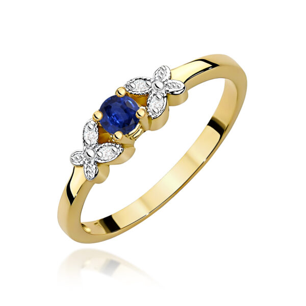 Pierścionek Szafir 0,15ct żółte złoto 375