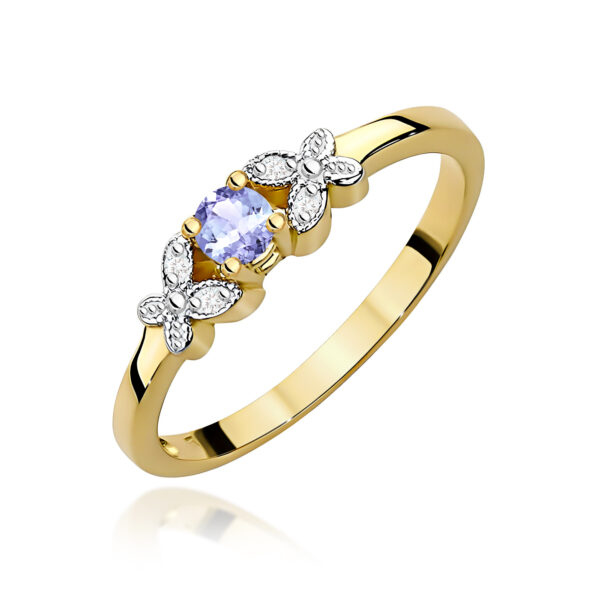 Pierścionek Tanzanit 0,15ct żółte złoto 375