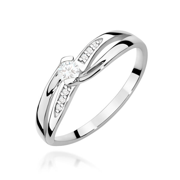 Pierścionek Diament 0,10ct białe złoto 375