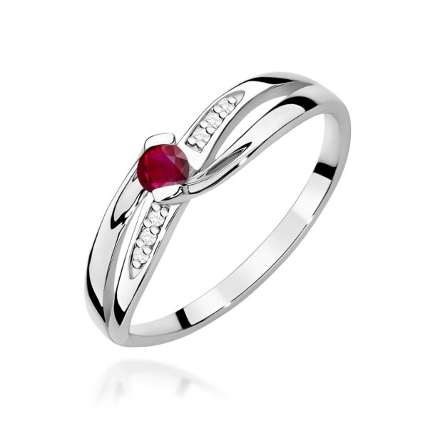 Pierścionek Rubin 0,15ct białe złoto 375