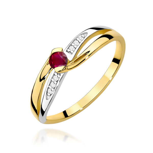 Pierścionek Rubin 0,15ct żółte złoto 375