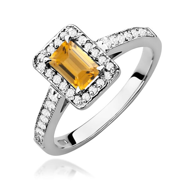 Pierścionek Cytryn 0,60ct białe złoto 375