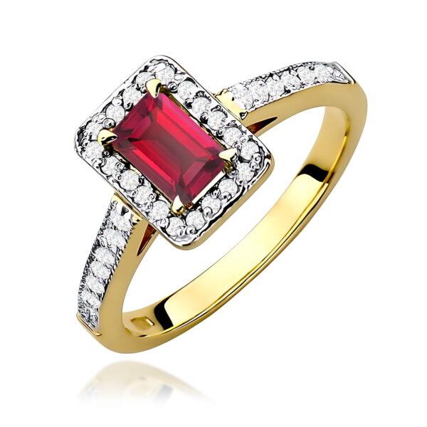 Pierścionek Rubin 0,80ct żółte złoto