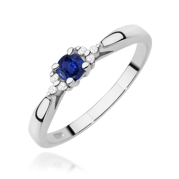 Pierścionek Szafir 0,15ct białe złoto