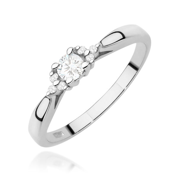 Pierścionek Diament 0,10ct białe złoto 375
