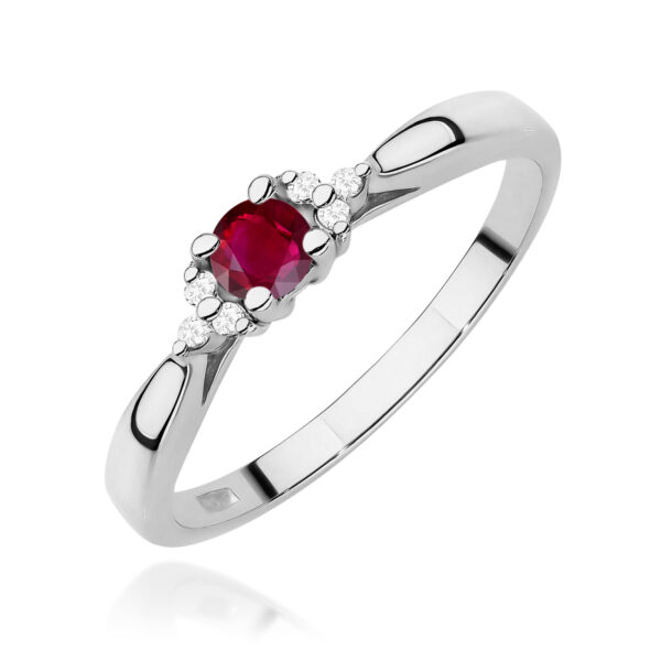 Pierścionek Rubin 0,15ct białe złoto 375