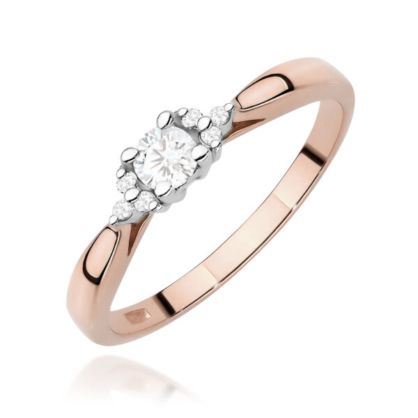 Pierścionek Diament 0,10ct różowe złoto