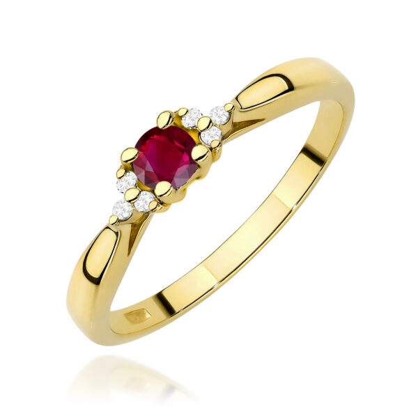 Pierścionek Rubin 0,15ct żółte złoto 375
