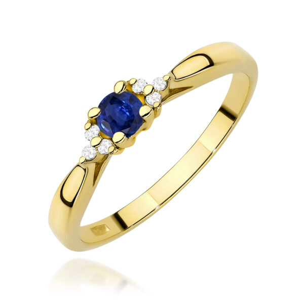 Pierścionek Szafir 0,15ct żółte złoto 375