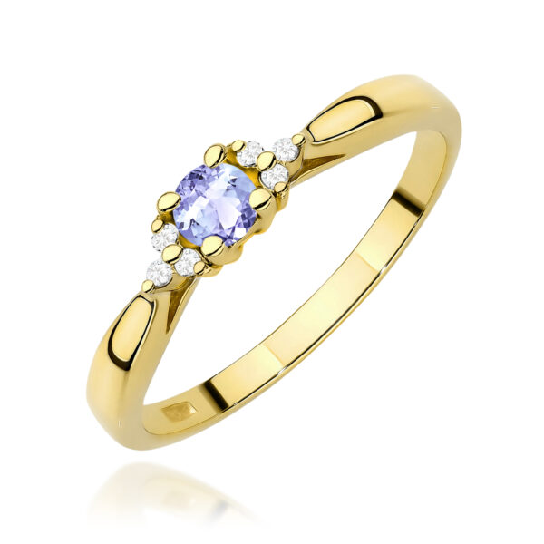Pierścionek Tanzanit 0,15ct żółte złoto 375