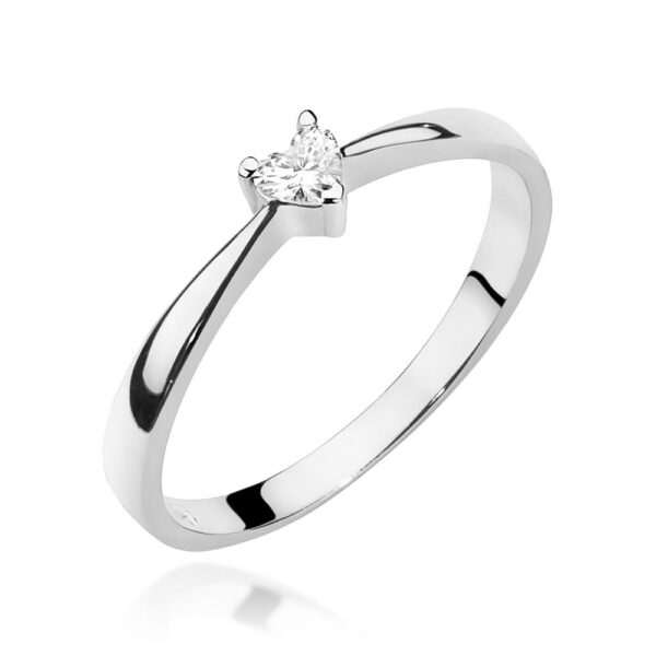 Pierścionek Diament 0,10ct białe złoto 375