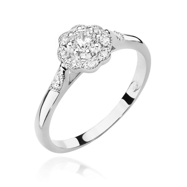 Pierścionek Diament 0,23ct białe złoto 375