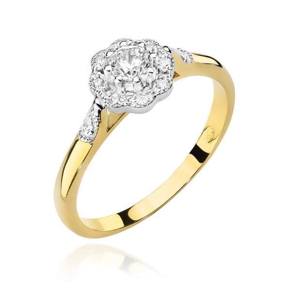 Pierścionek Diament 0,23ct żółte złoto