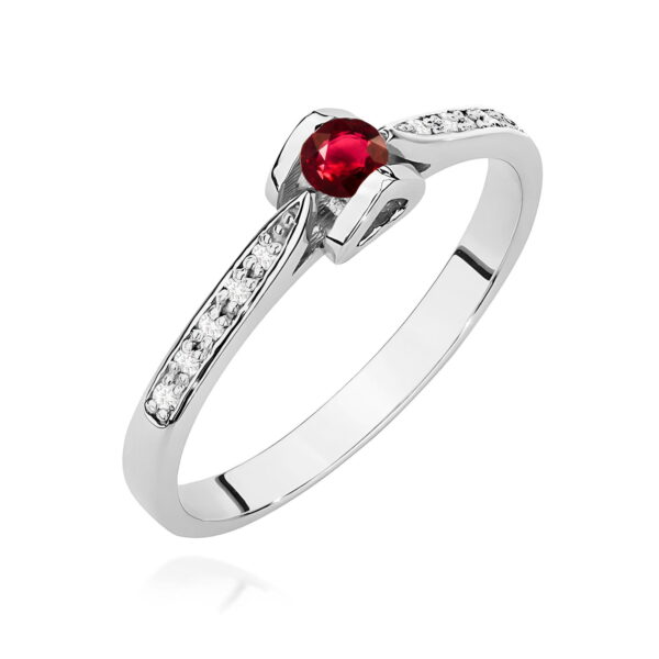 Pierścionek Rubin 0,15ct białe złoto 375