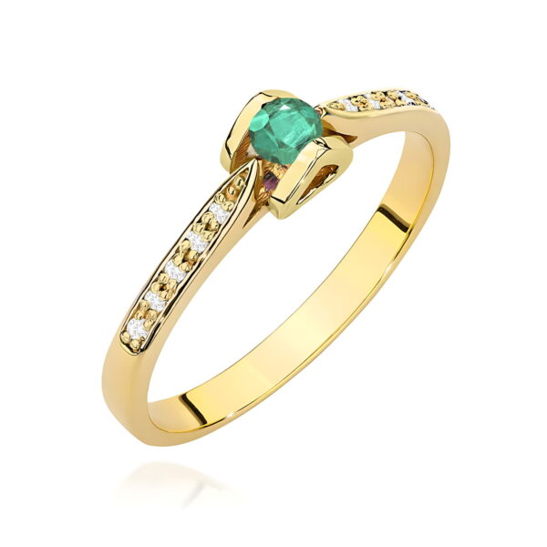 Pierścionek Szmaragd 0,15ct żółte złoto