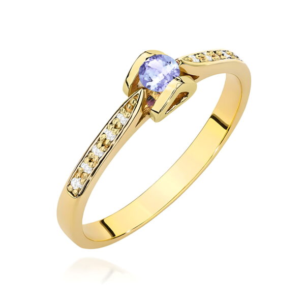 Pierścionek Tanzanit 0,15ct żółte złoto