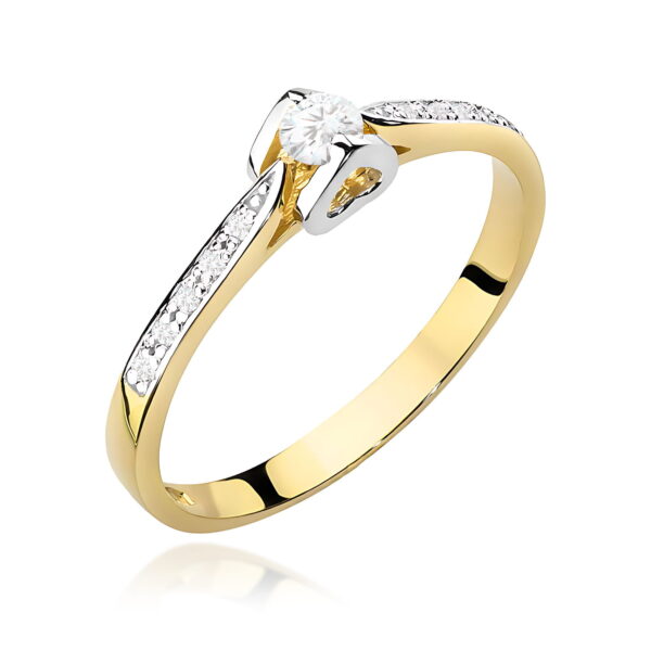 Pierścionek Diament 0,10ct Żółte złoto 375