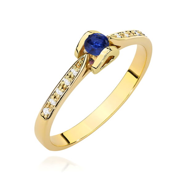 Pierścionek Szafir 0,15ct żółte złoto 375